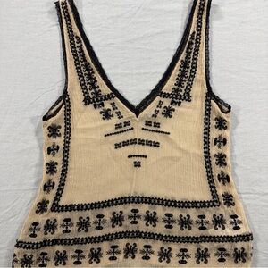 Ecote Top Womens M Embroidered Sleeveless Boho Peasant Festival Hippie